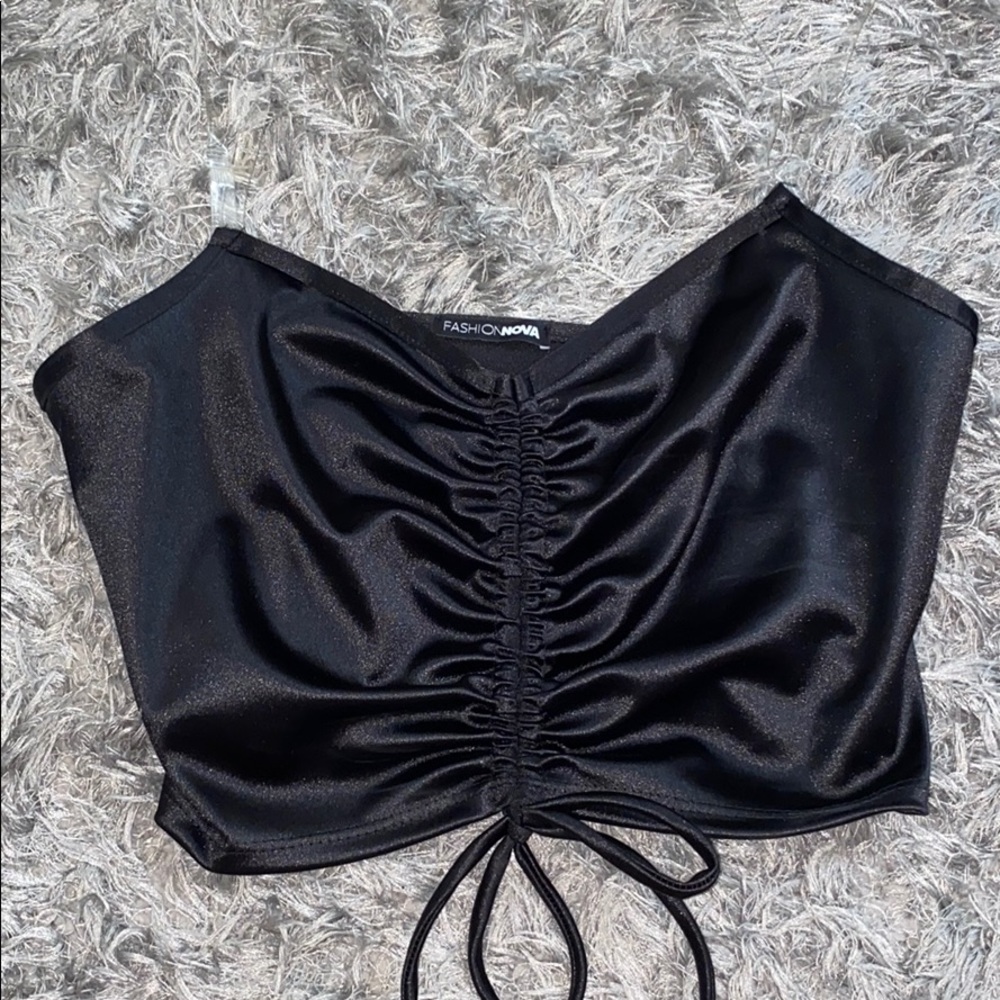 Fashion Nova Black Clear Strap Crop Top NWOT